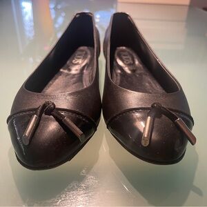 Tod's Black Leather Sole Ballet Flats